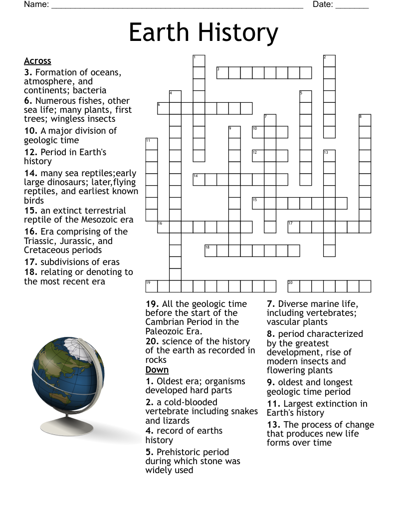 Geologic Time Crossword WordMint