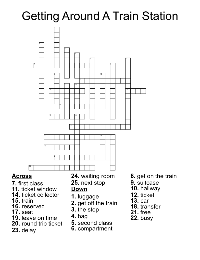 Getting Around A Train Station Crossword WordMint Getting Around A Train Station Crossword WordMint