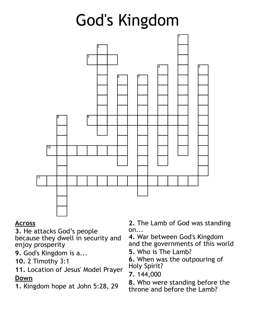 God s Kingdom Crossword WordMint