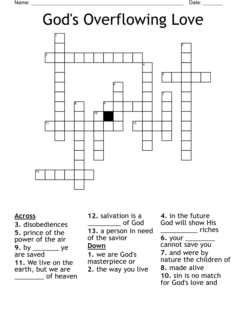 God s Overflowing Love Crossword WordMint