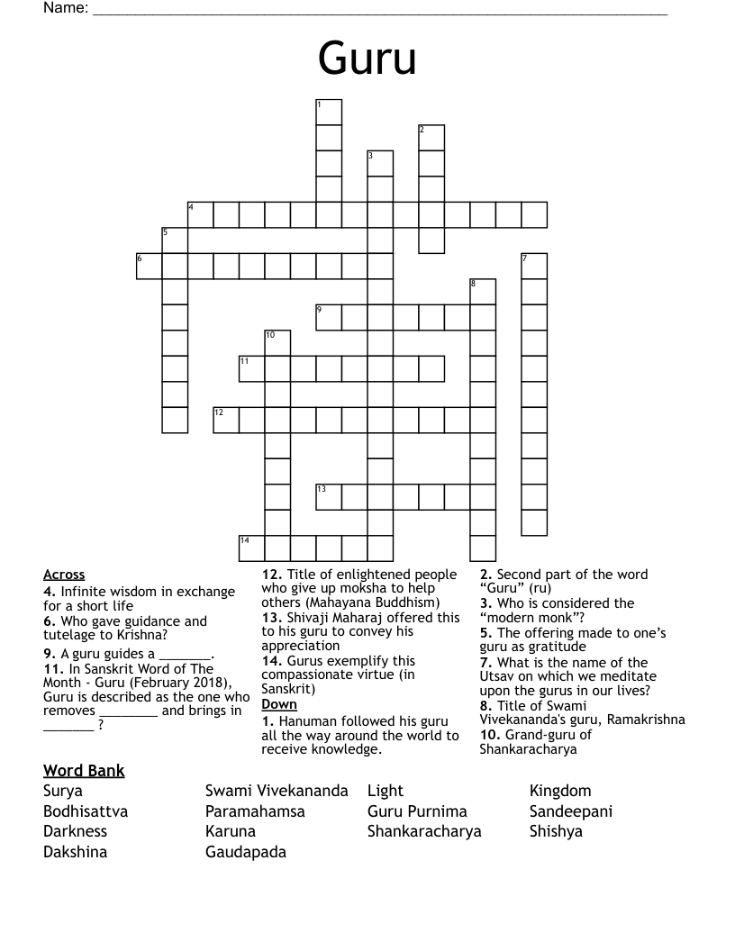 Guru Crossword WordMint