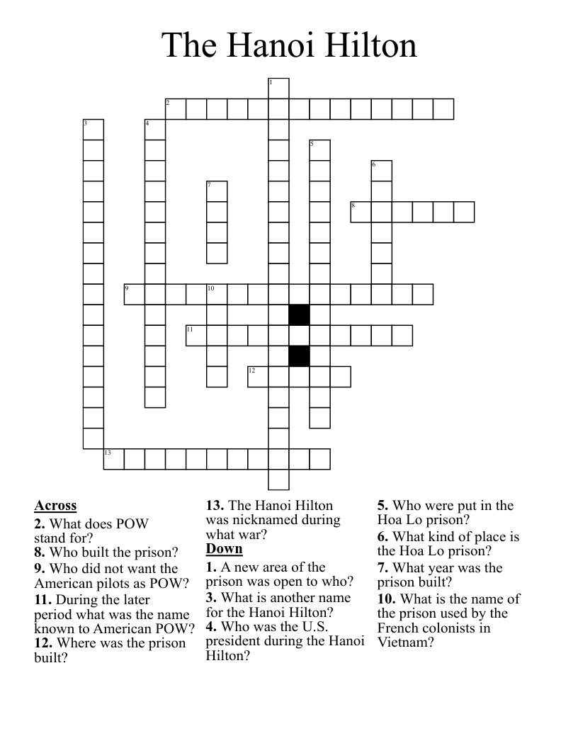 Hanoi Hilton Crossword WordMint