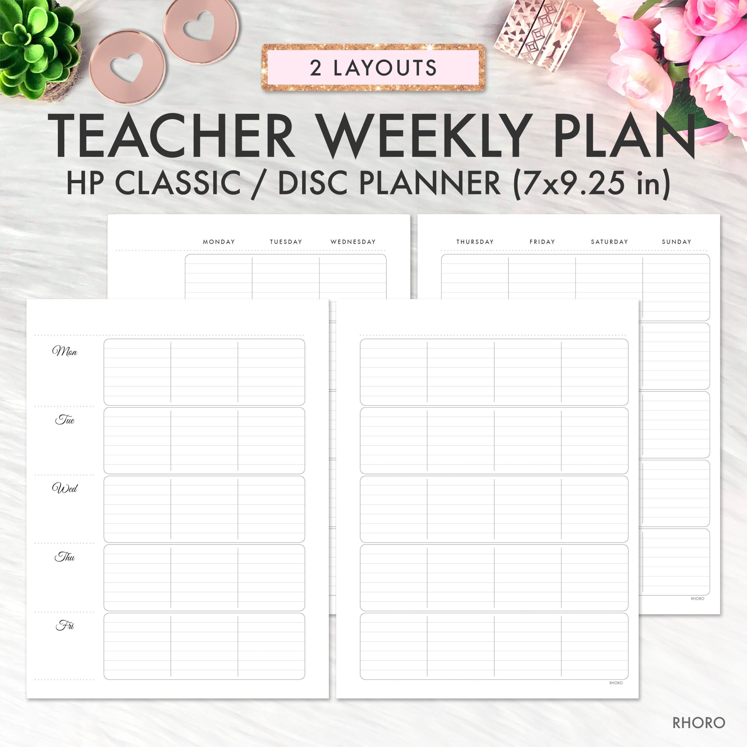 Happy Planner Classic Teacher Weekly Plan Printable Inserts Teacher Weekly Undated Teacher Happy Planner Happy Planner Printable Inserts Etsy