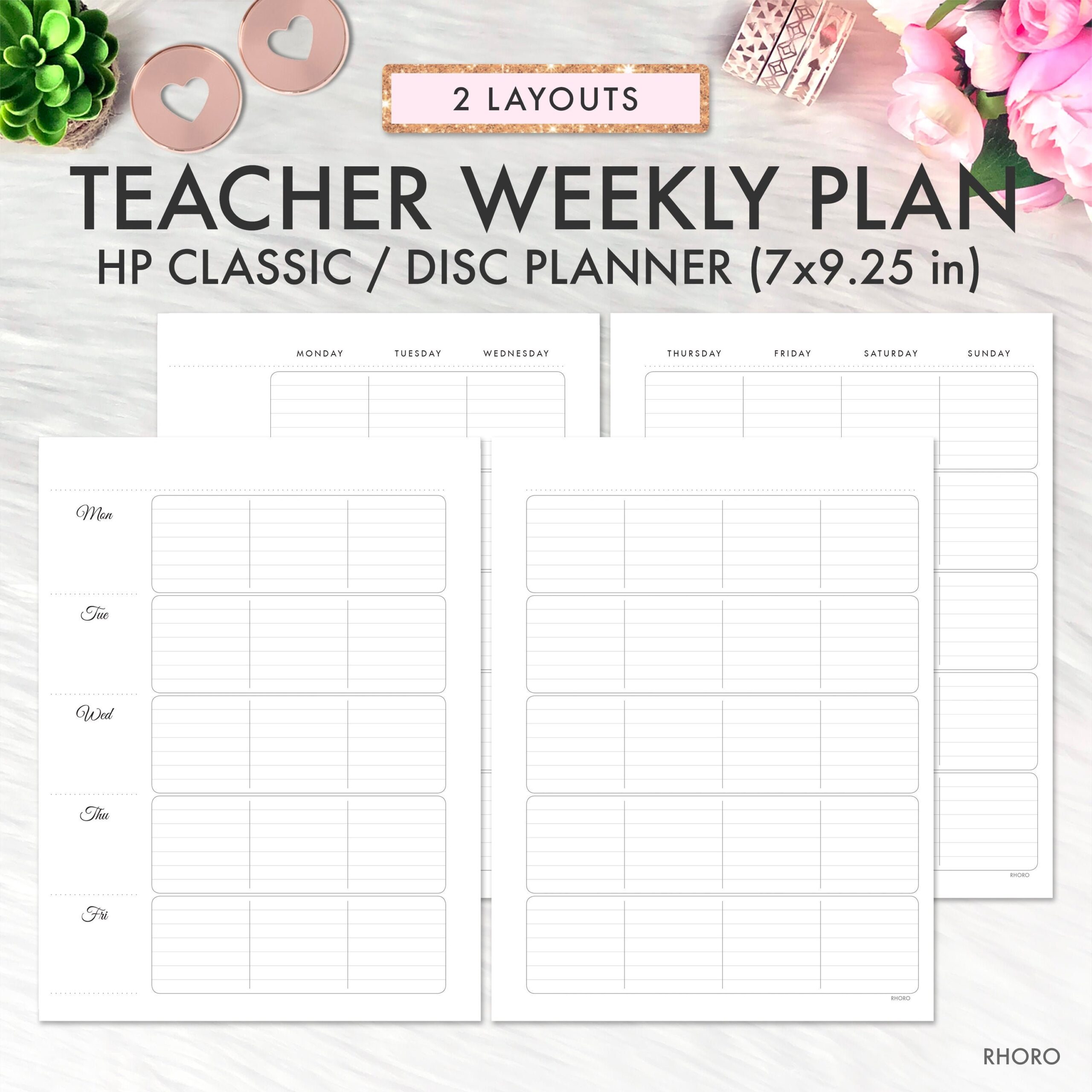 Happy Planner Classic Teacher Weekly Plan Printable Inserts Teacher Weekly Undated Teacher Happy Planner Happy Planner Printable Inserts Etsy