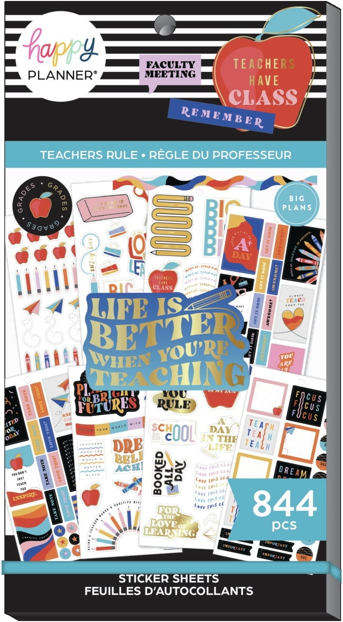 Happy Planner Sticker Value Pack 30 Sheets Teachers Rule Walmart