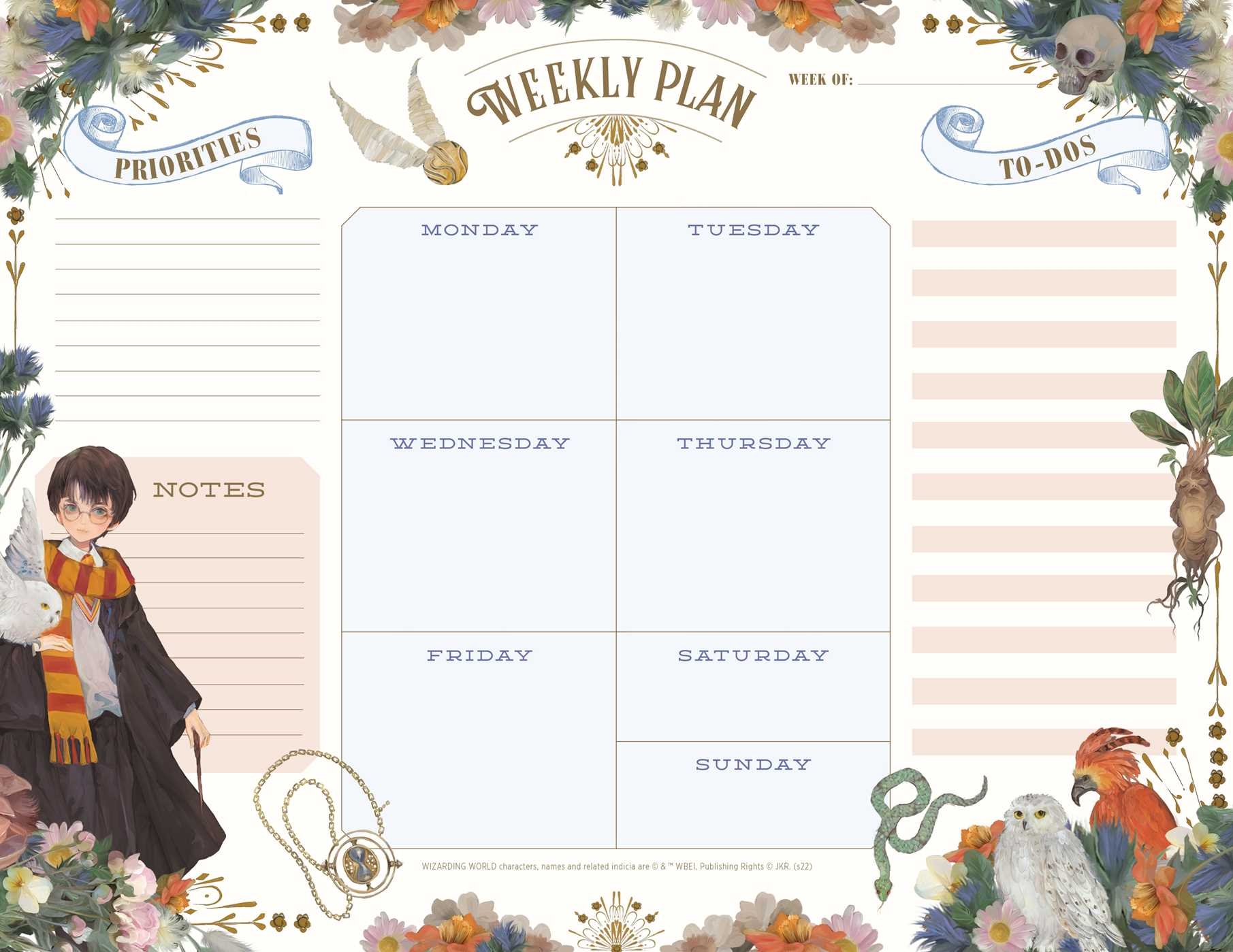 Harry Potter Floral Fantasy Weekly Planner Notepad Book By Insights Official Publisher Page Simon Schuster