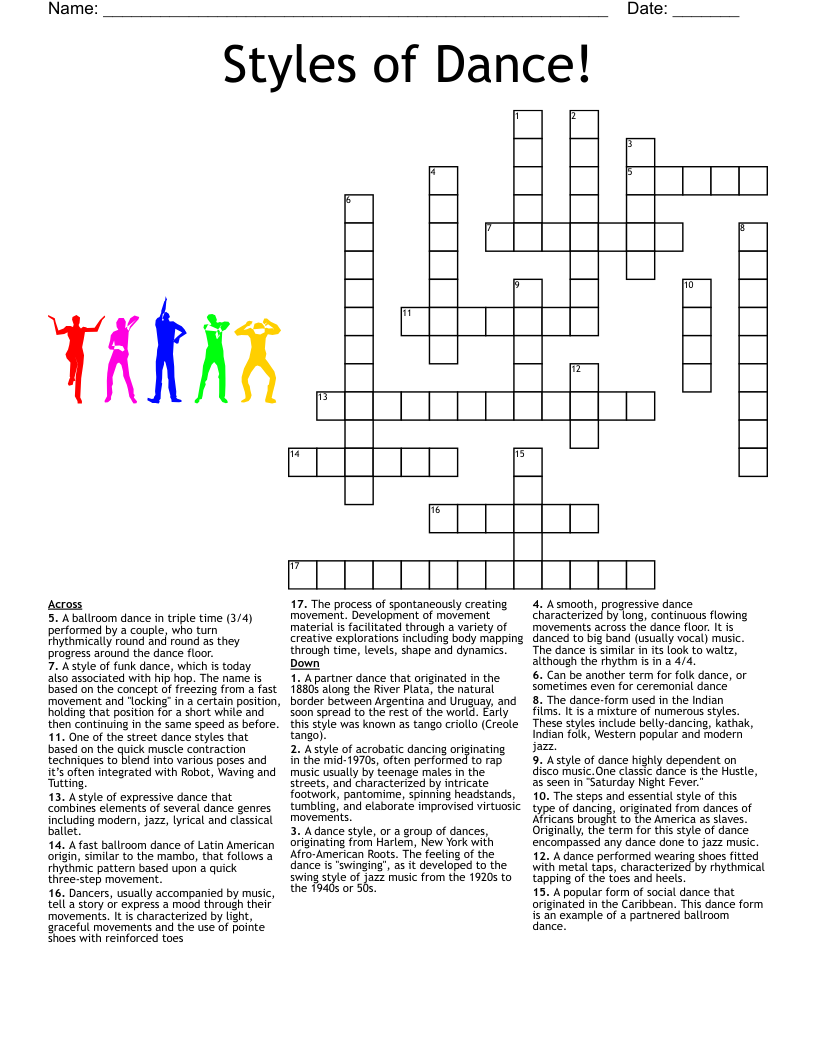 Heart Of Dance Crossword WordMint Heart Of Dance Crossword WordMint