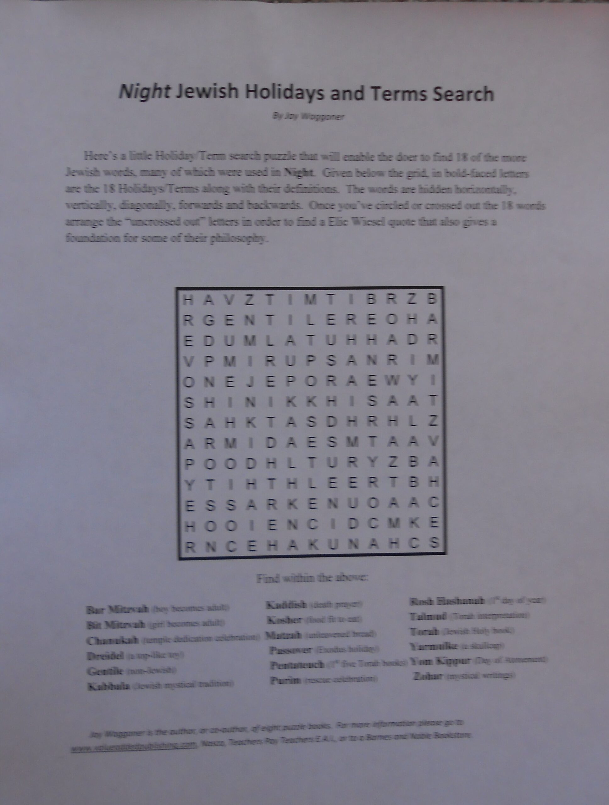 Homeschooling Literature 6 Puzzle Elie Wiesel Package night Etsy