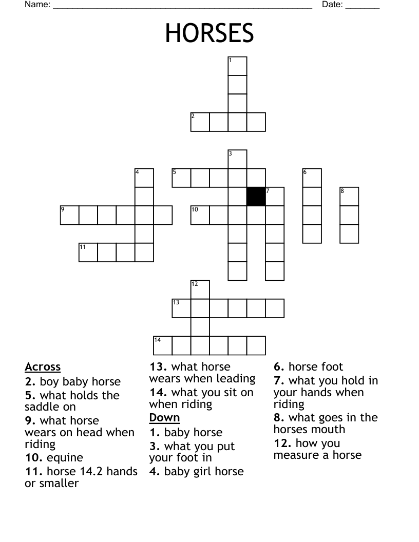 HORSES Crossword WordMint