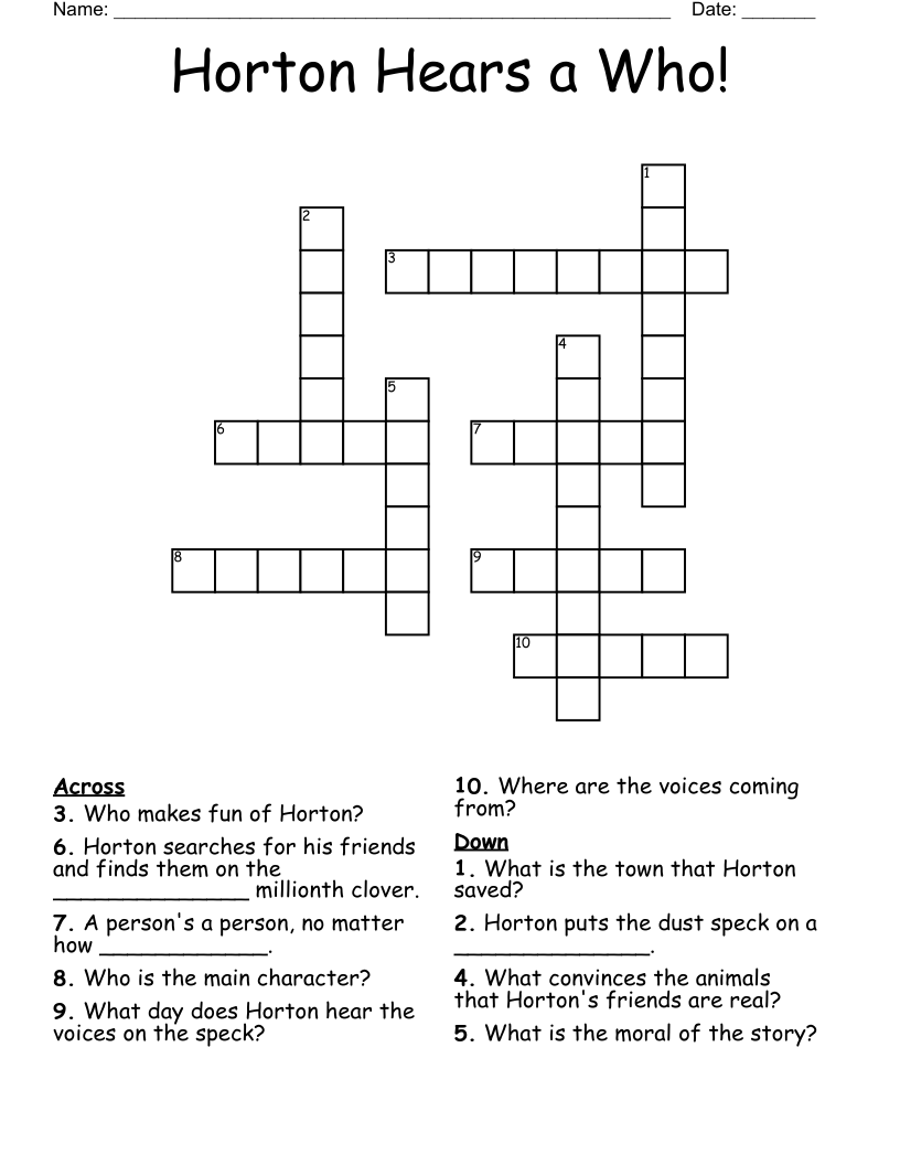 Horton Hears A Who Crossword WordMint