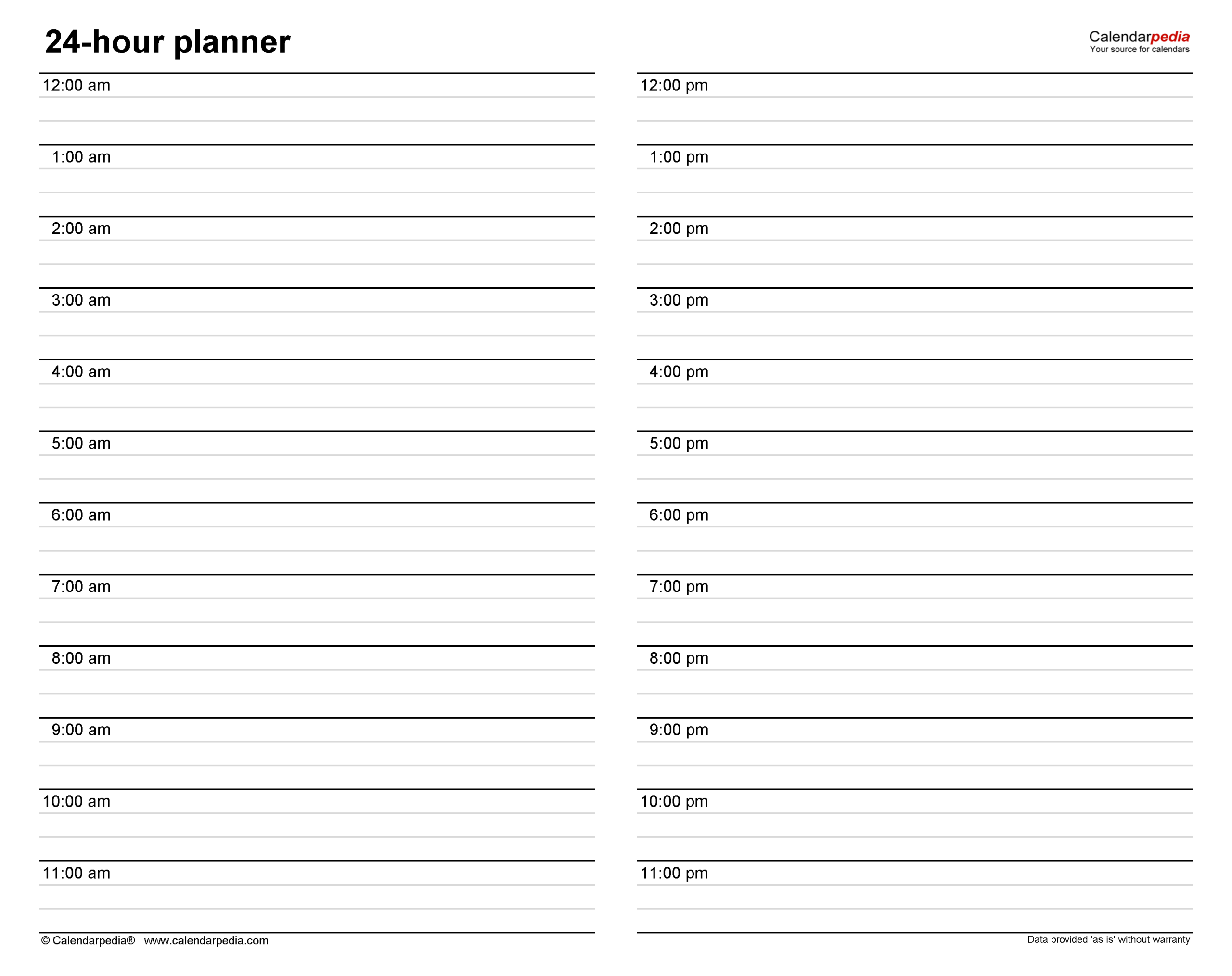 Hourly Planners In Microsoft Excel Format 20 Templates