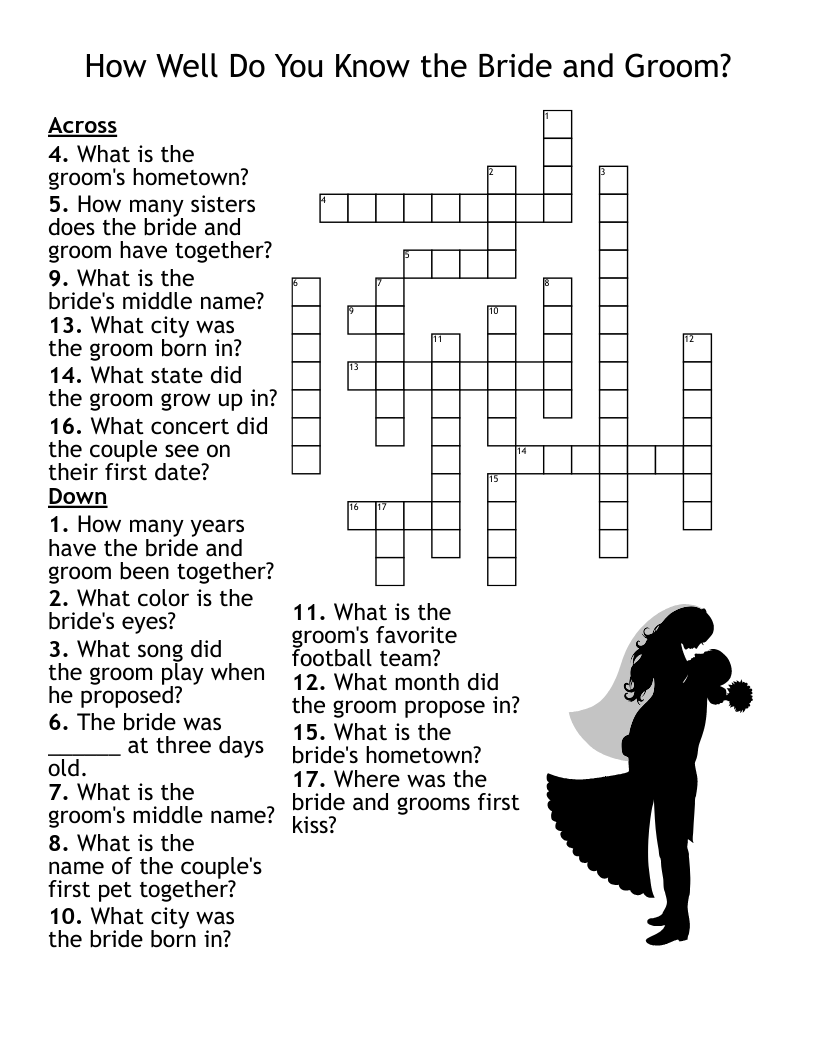 How Well Do You Know The Bride And Groom Crossword WordMint