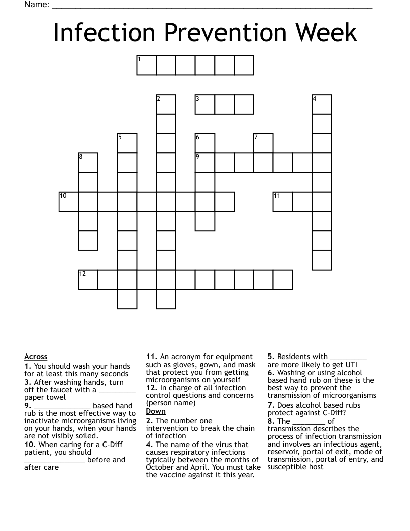 Infection Prevention Week Crossword WordMint Infection Prevention Week Crossword WordMint