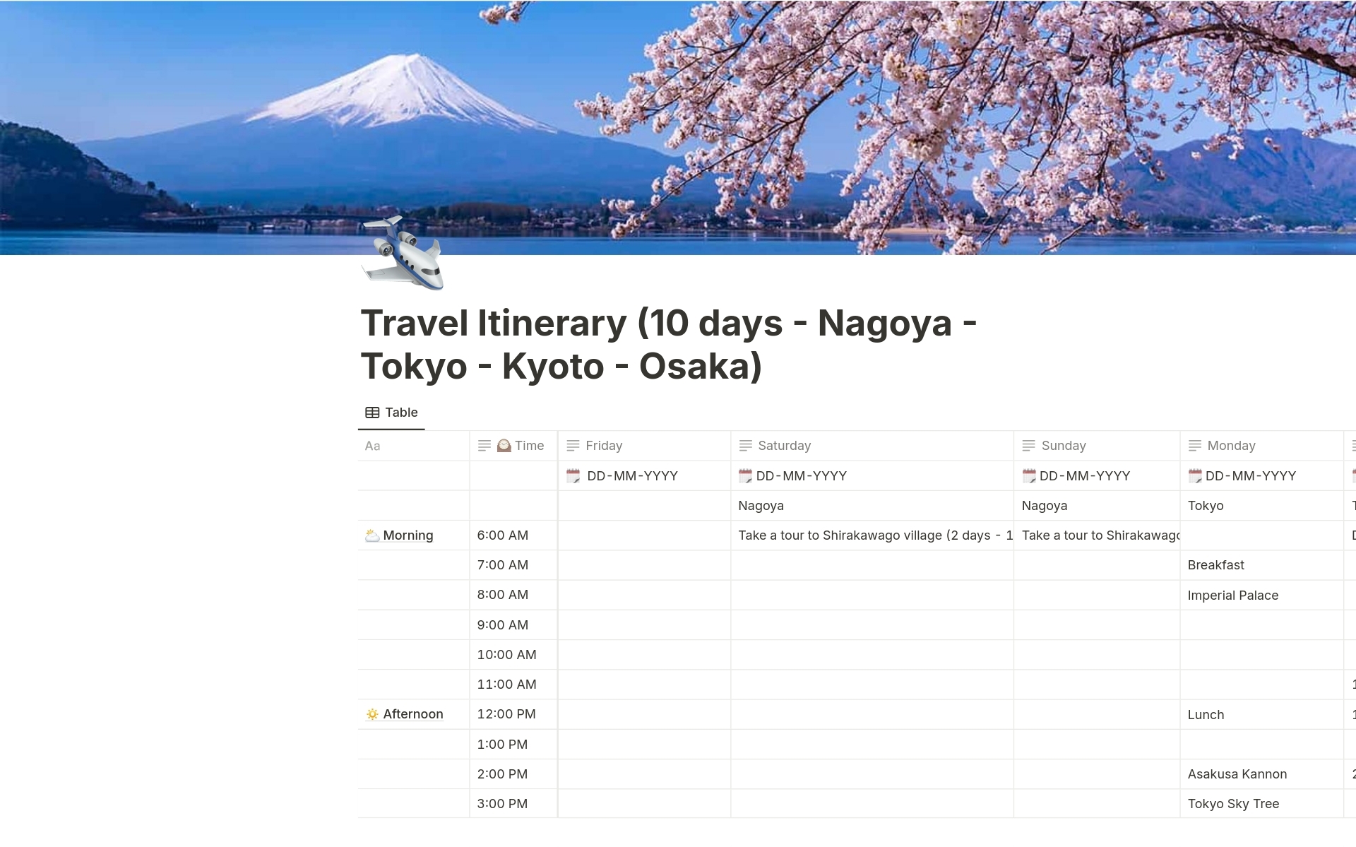 Japan Travel Planner Template By TogepiLinhVuu Notion Marketplace