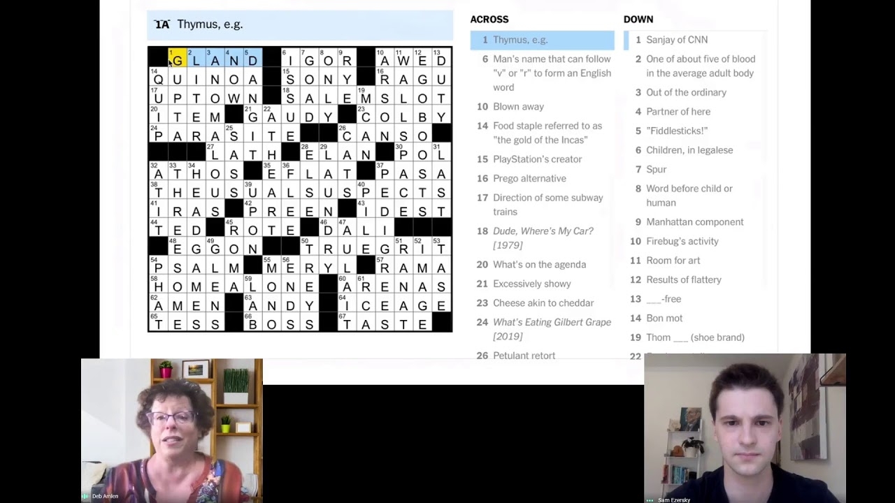 Join Deb Amlen And Sam Ezersky As They Solve The J A S A Crossword Class s Monday Puzzle YouTube Join Deb Amlen And Sam Ezersky As They Solve The J A S A Crossword Class s Monday Puzzle YouTube