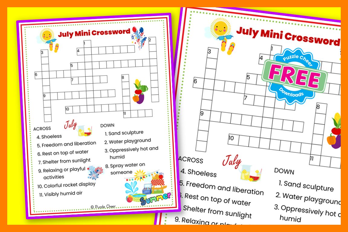 July Mini Crossword Puzzle Puzzle Cheer July Mini Crossword Puzzle Puzzle Cheer