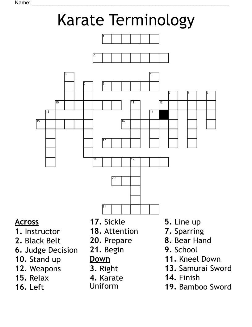 Karate Terminology Crossword WordMint