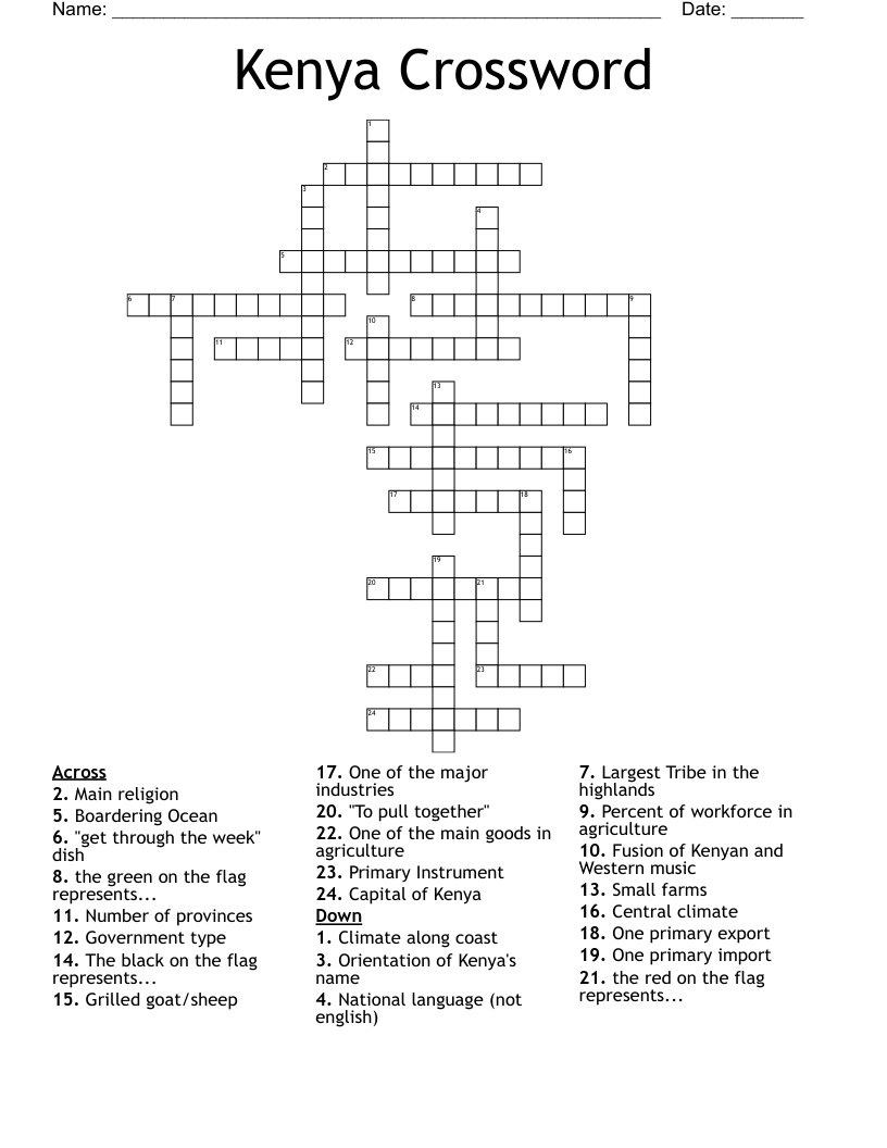Kenya Crossword WordMint