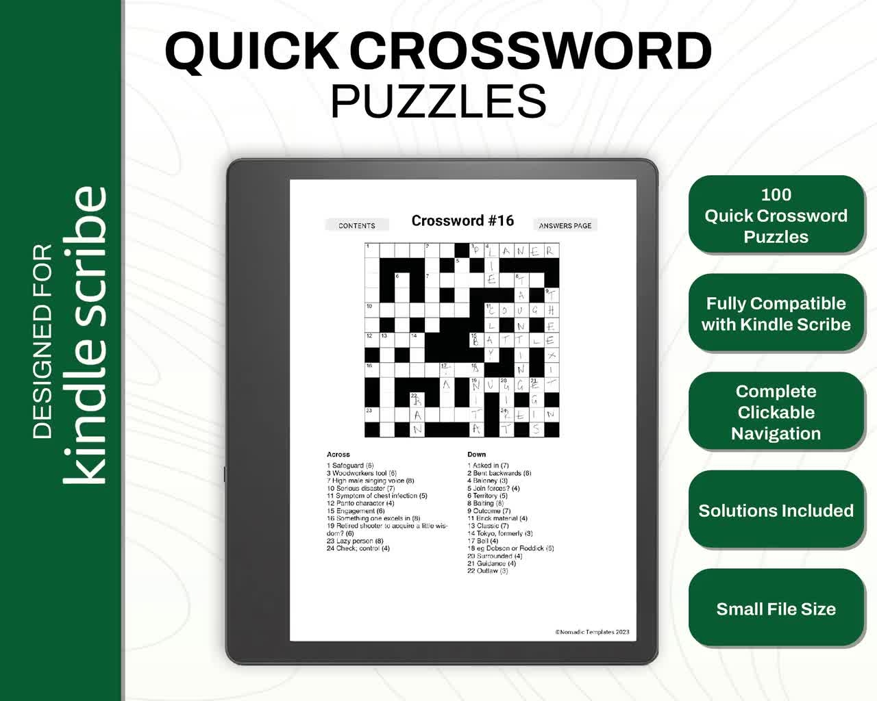 Kindle Scribe Crosswords Volume 1 Games And Puzzles Clickable PDF Template Digital Download With Hyperlinks For E ink Tablet Etsy