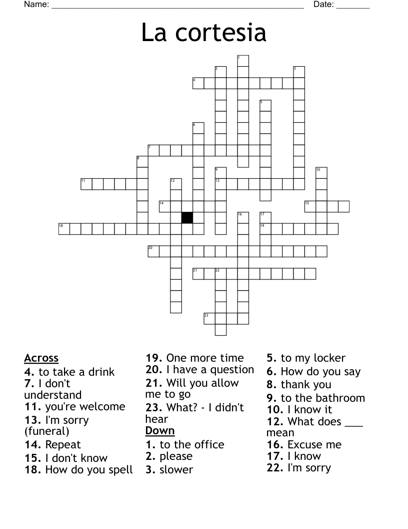 La Cortesia Crossword WordMint