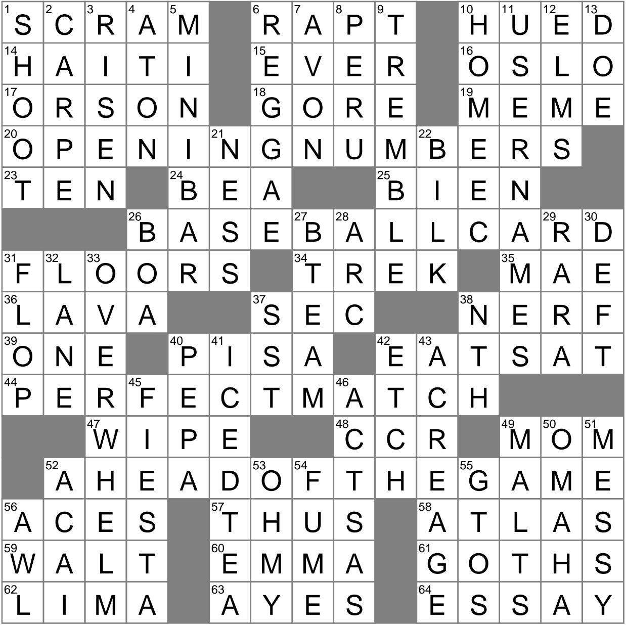 LA Times Crossword 20 Mar 23 Monday LAXCrossword