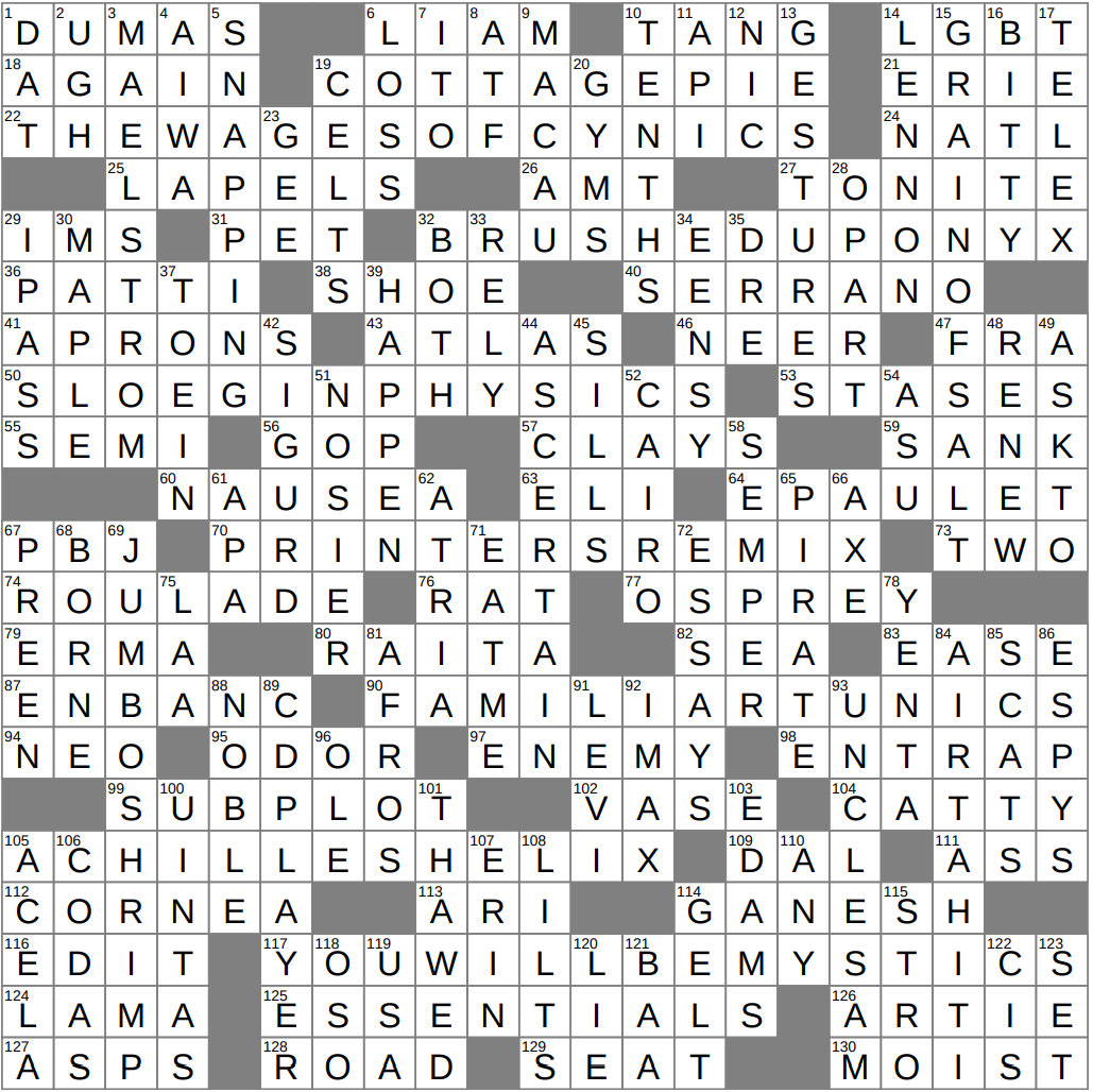 LA Times Crossword 7 Dec 25 Sunday LAXCrossword