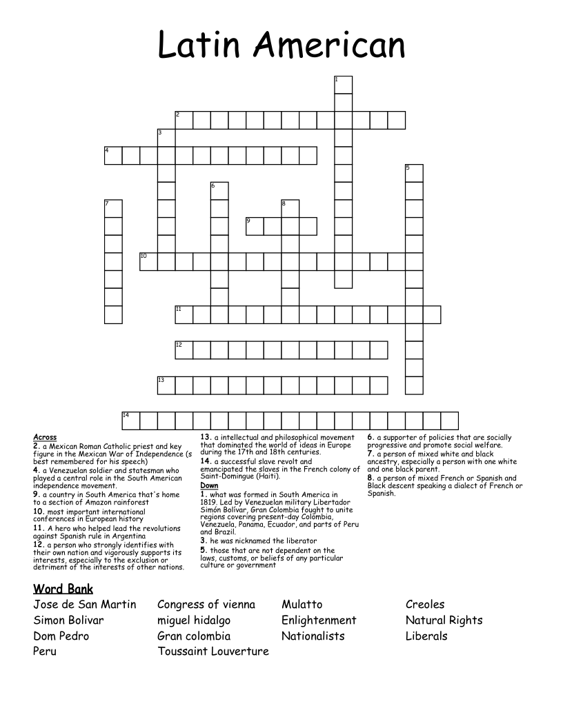 spanish for those crossword