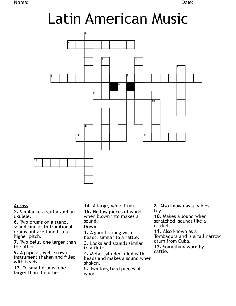 Latin American Music Crossword WordMint