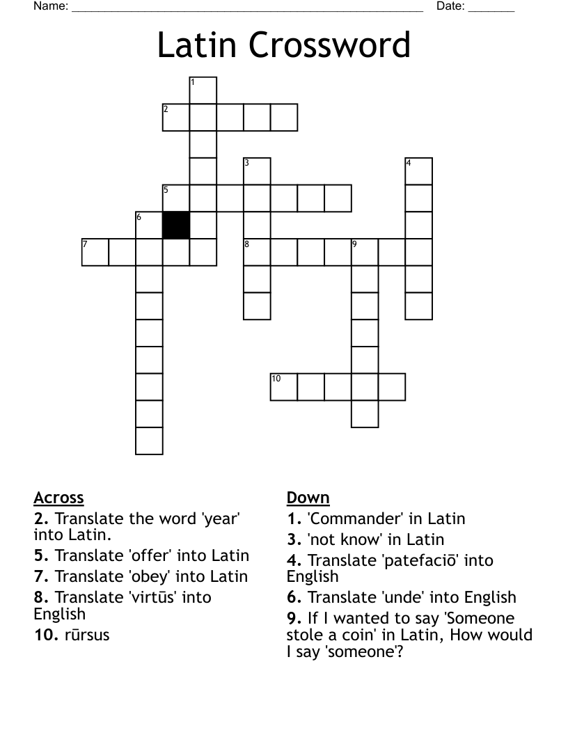 Latin Hymn Word Crossword Clue