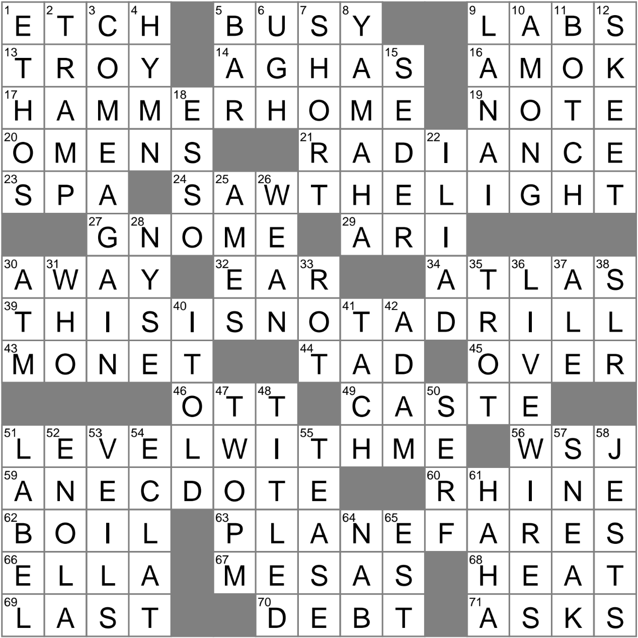 LAXCrossword Answers To The Los Angeles Times Crossword