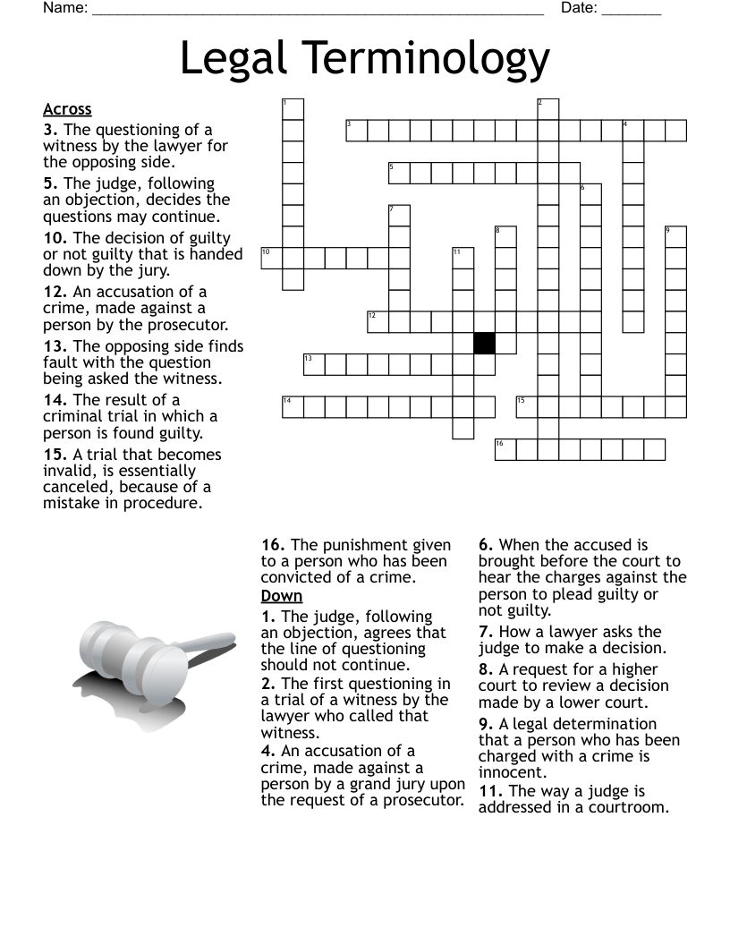 Legal Terminology Crossword WordMint