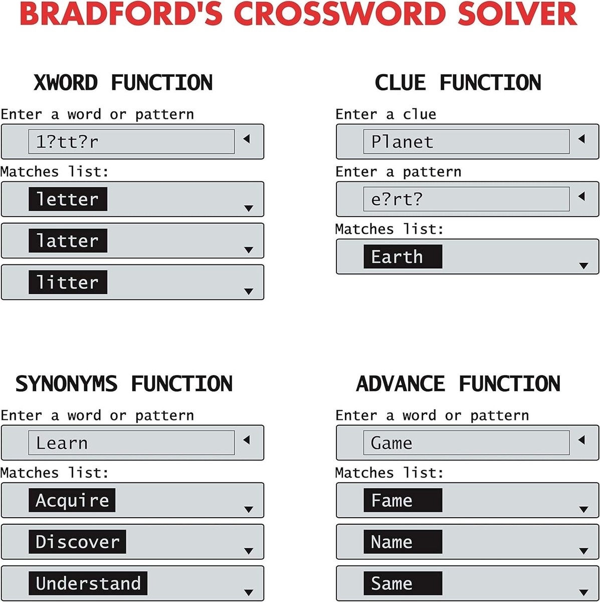 LEXIBOOK Collins Bradfords Electronic CROSSWORD Solver Spellcheck Games CR753EN EBay