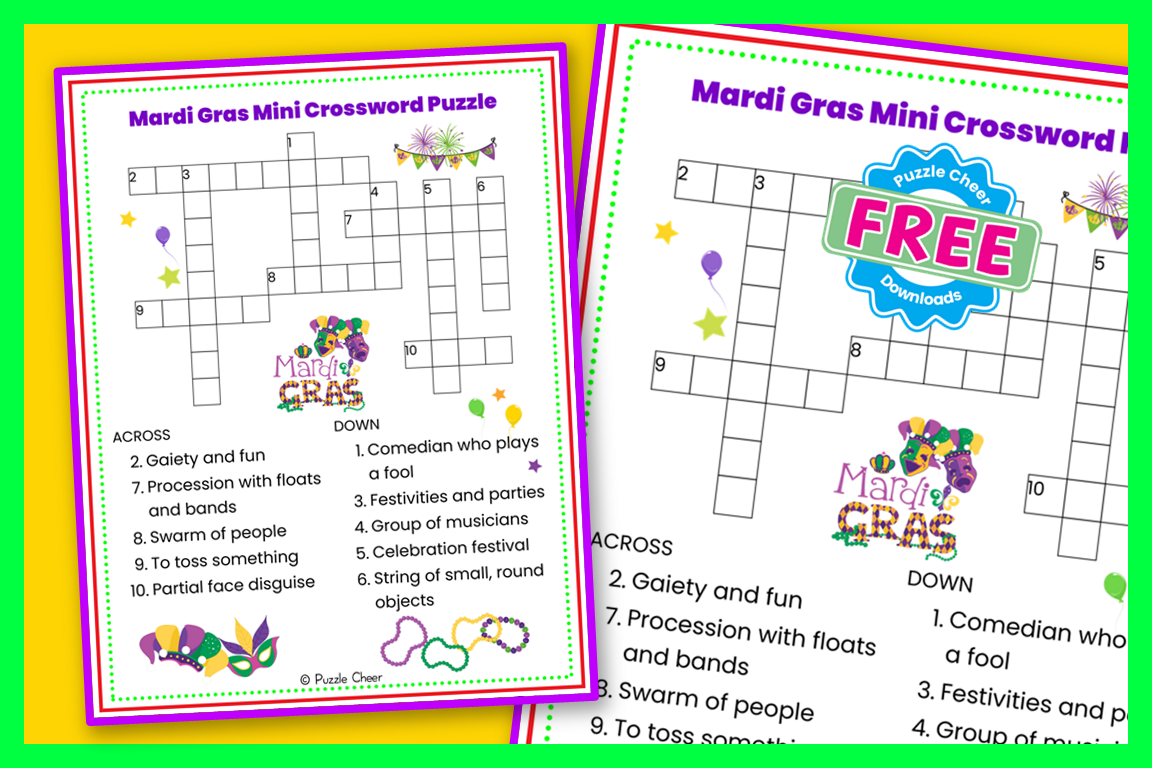 Mardi Gras Mini Crossword Puzzle Puzzle Cheer Mardi Gras Mini Crossword Puzzle Puzzle Cheer
