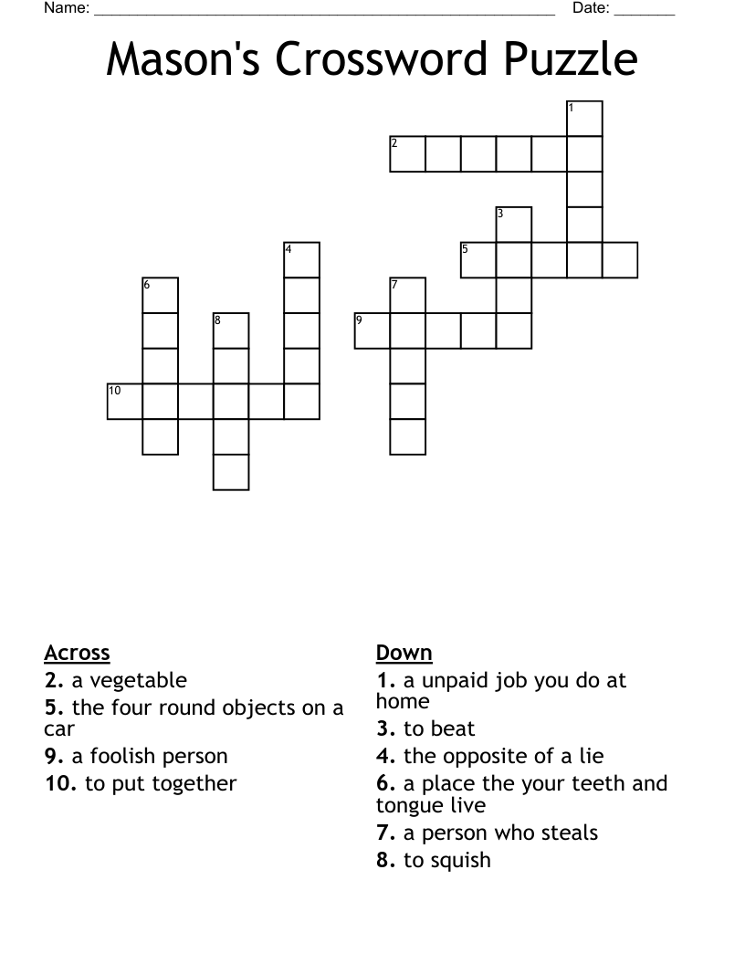 Mason s Crossword Puzzle WordMint Mason s Crossword Puzzle WordMint