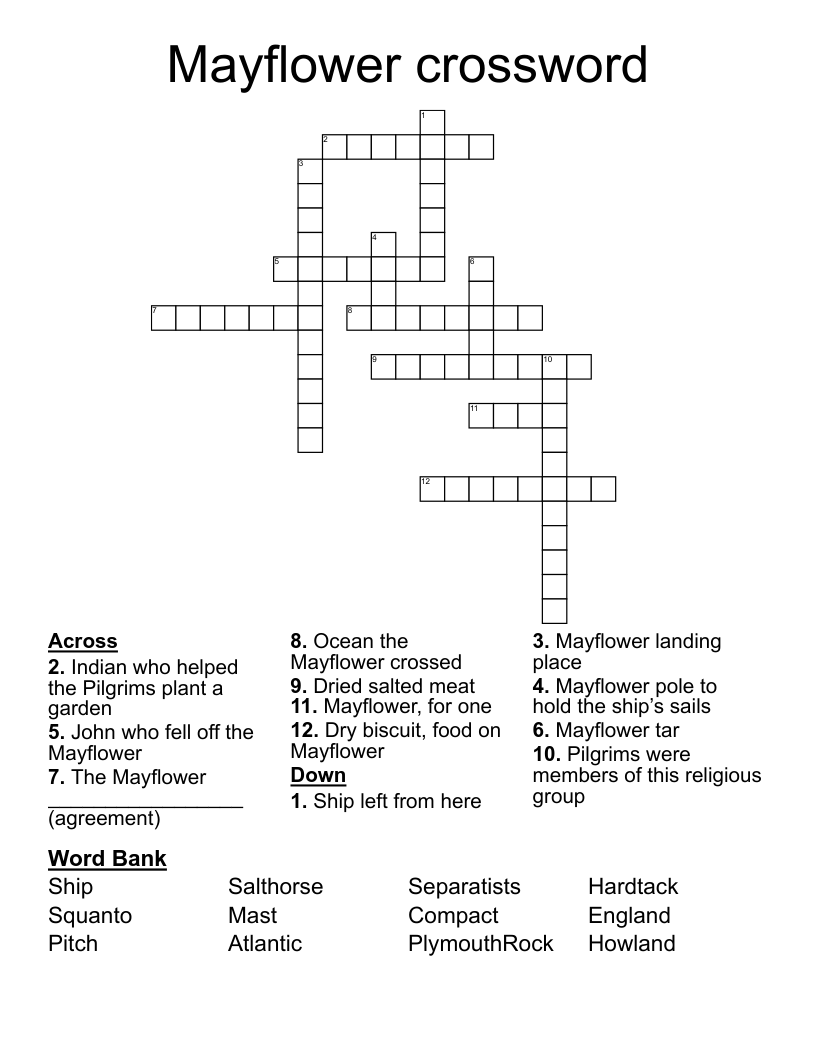 Mayflower Crossword WordMint