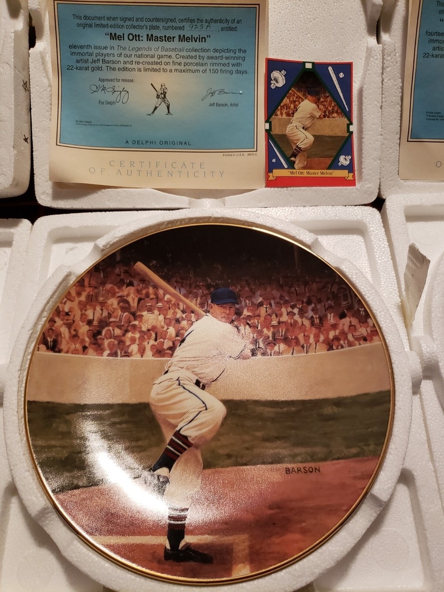 MEL OTT MASTER MELVIN COLLECTOR PLATE THE LEGENDS OF BASEBALL W COA CARD EBay