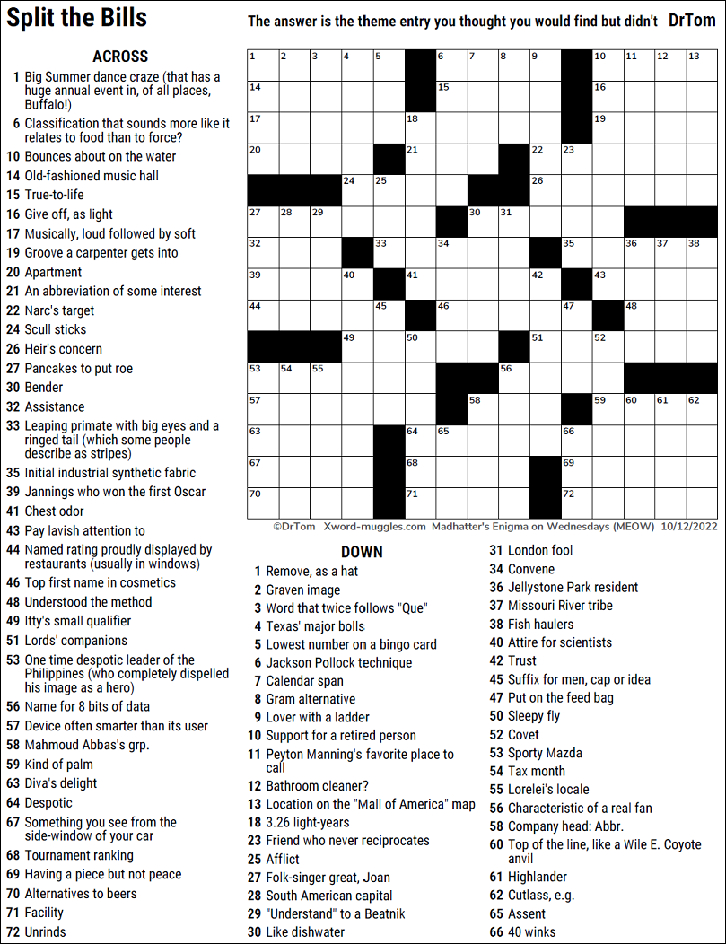 MEOW 99 Split The Bills XWord Muggles Forum MEOW 99 Split The Bills XWord Muggles Forum