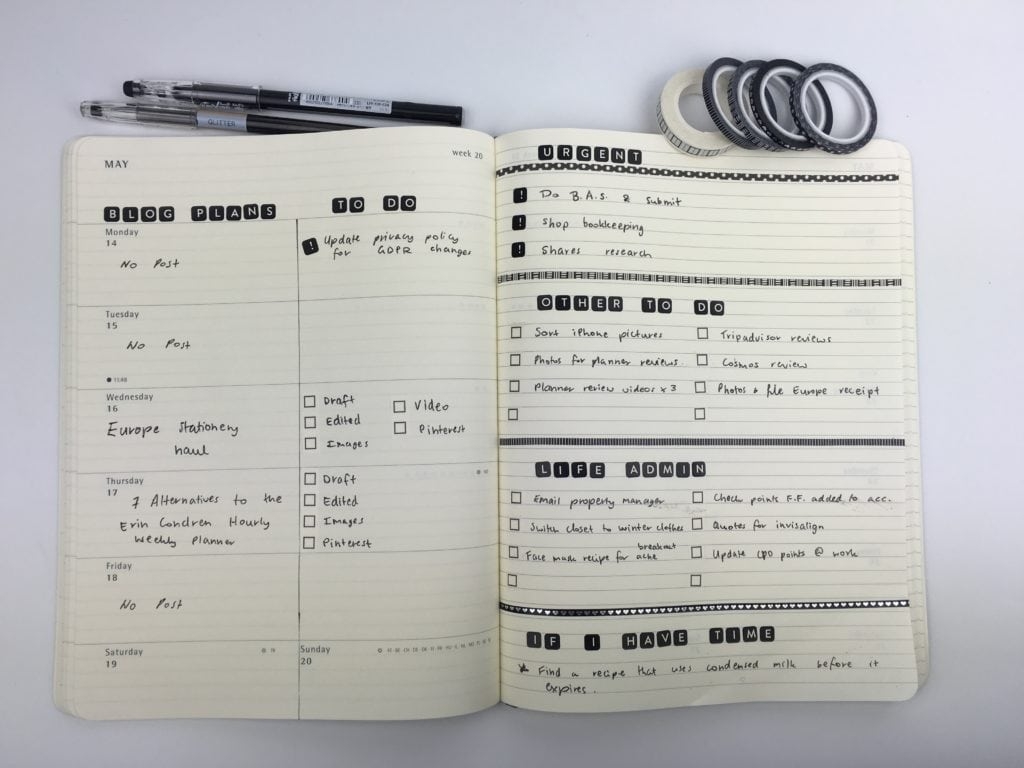 Minimalist Black And White Weekly Spread In The Moleskine Weekly Planner All About Planners