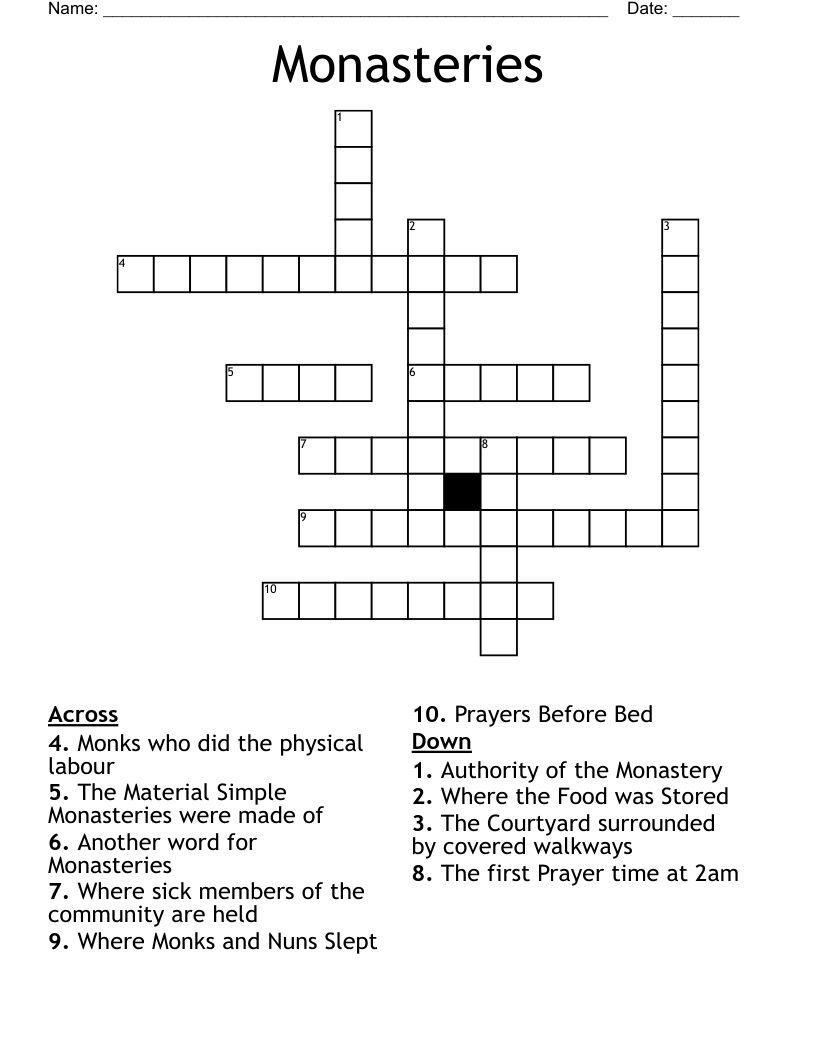 Monasteries Crossword WordMint