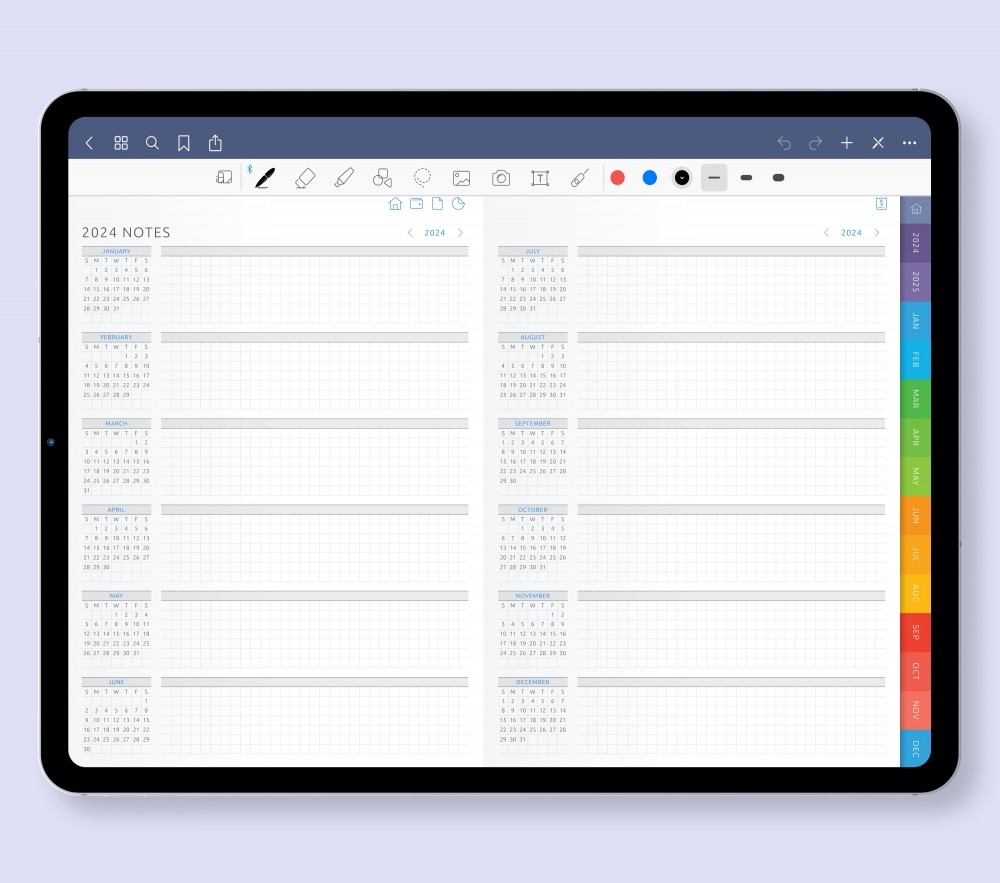 Monthly Calendar 5 Years Digital Planner Template PDF For IPad Or Android GoodNotes Notability