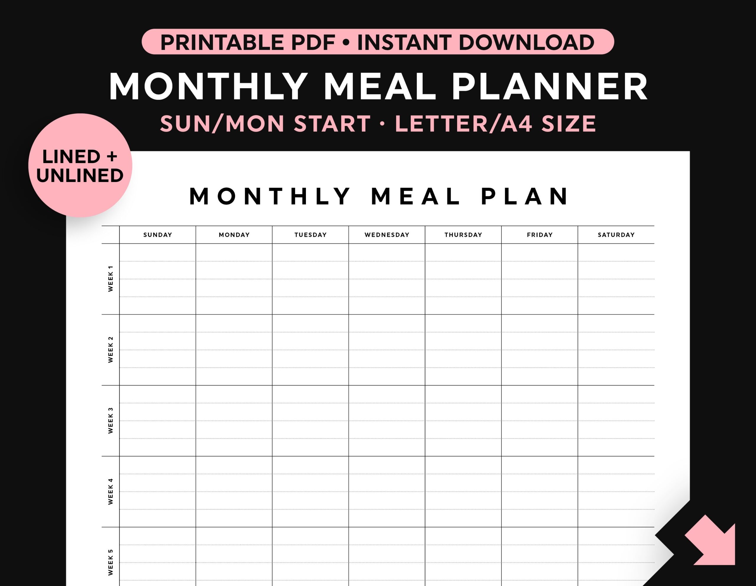 monthly meal planner monthly meal planner