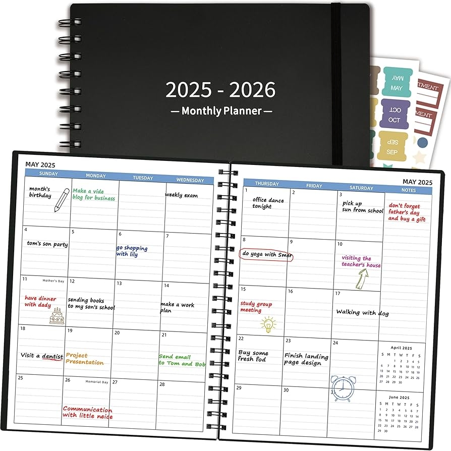 Monthly Planner 2025 2026 7 4 X 9 6 2025 Calendar 18 Months Planner From Jan 2025 Jun 2026 Academic Planner With Monthly Tabs Pocket Perfect For School Work 120GSM Thick Paper Black Amazon sg Office Products