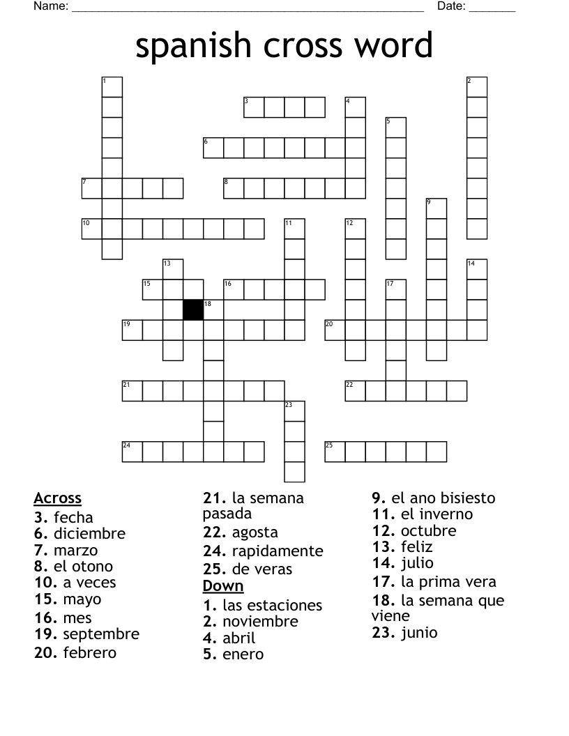 Months Of The Year Crossword WordMint Months Of The Year Crossword WordMint