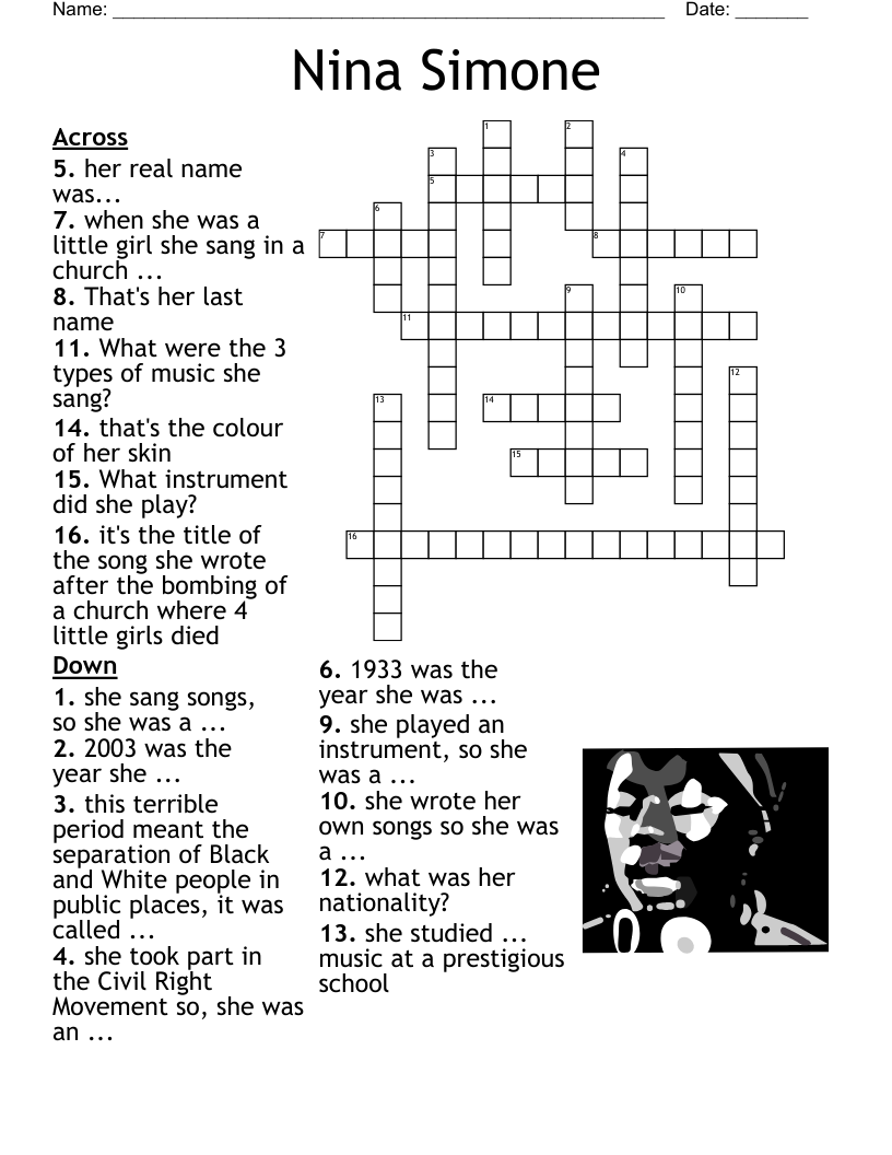 Music Crossword For Staff WordMint