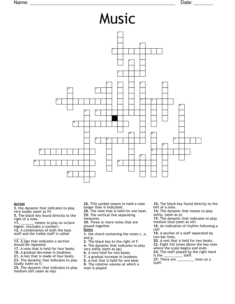 Music Crossword WordMint