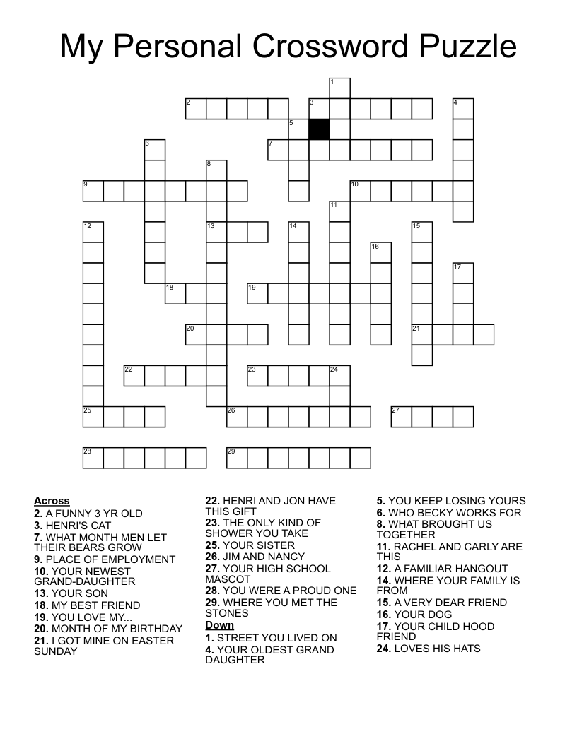 My Personal Crossword Puzzle WordMint