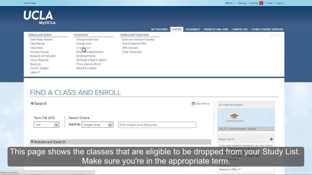 MyUCLA Tutorial Drop A Class YouTube MyUCLA Tutorial Drop A Class YouTube