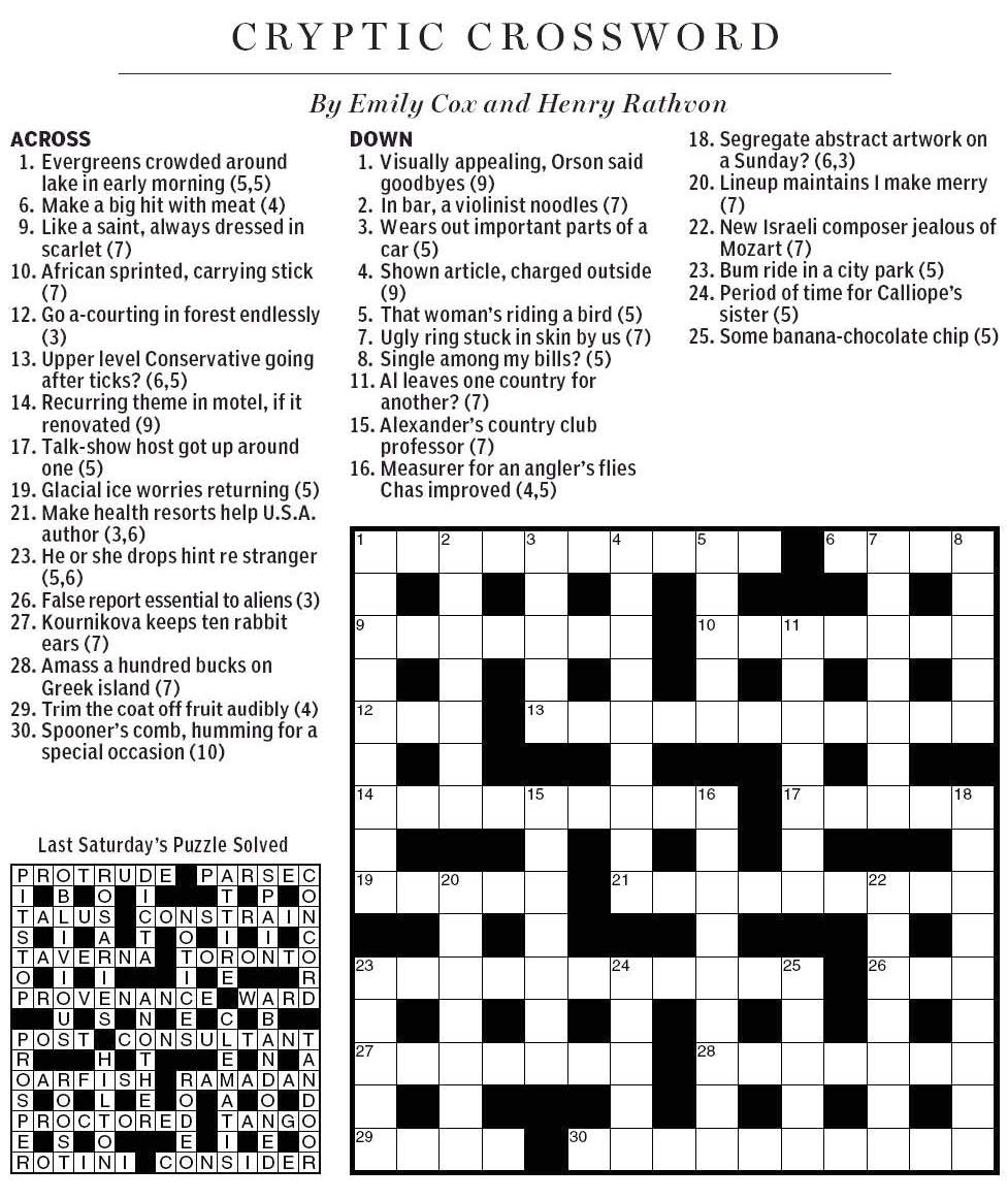 National Post Cryptic Crossword Forum July 2010