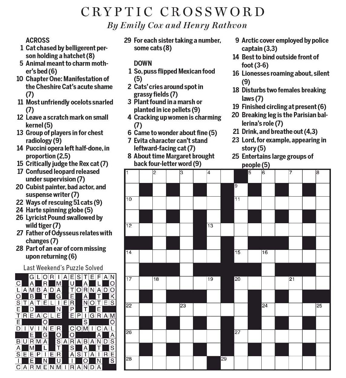 National Post Cryptic Crossword Forum Saturday July 15 2017 The Cat s Meow