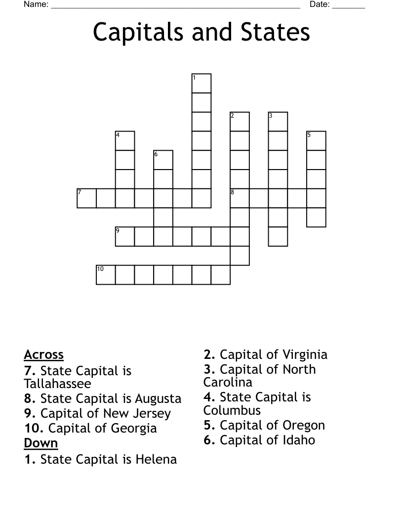 New Jersey Crossword Puzzle WordMint